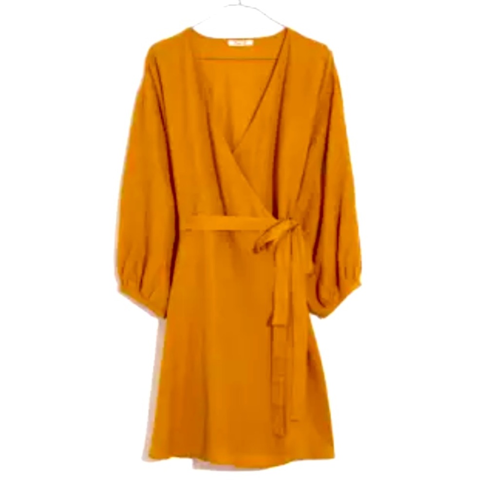 Madewell linen blend balloon sleeve wrap dress / NWT/ med